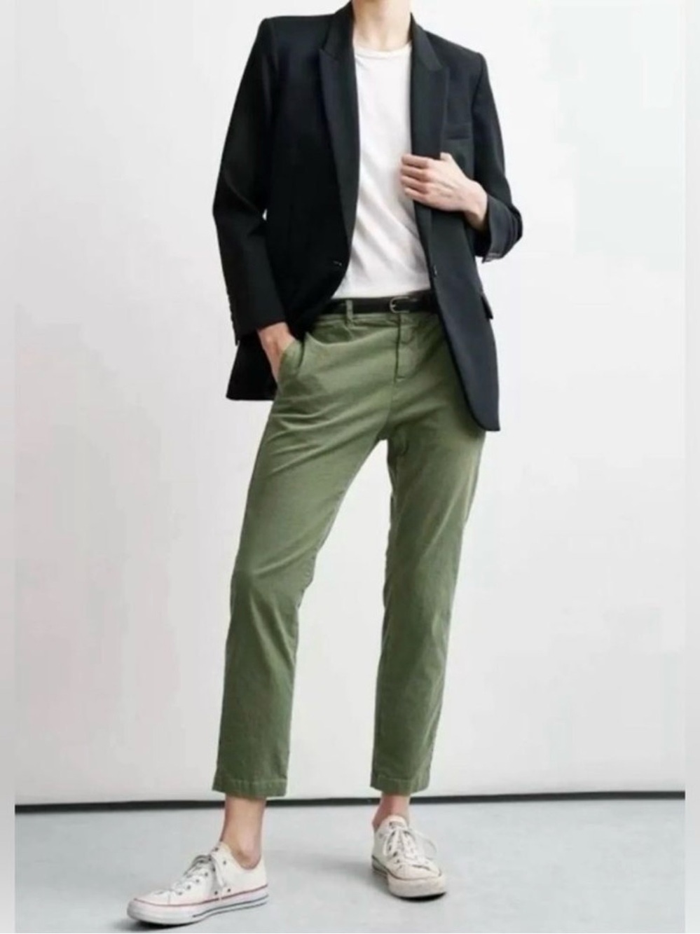 Nili Lotan Tel Aviv Pant 00 Olive Green Cropped Chino Military